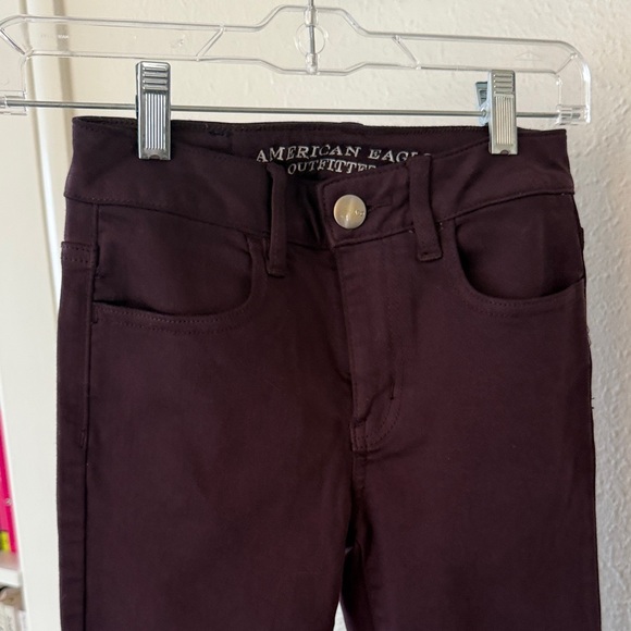 American Eagle dark plum super stretch skinny jeans NWT SIZE 00 Reg - Picture 7 of 11